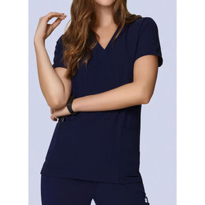 Mandala Women's Navy Scrubs Top and Jogger Set - Size XS